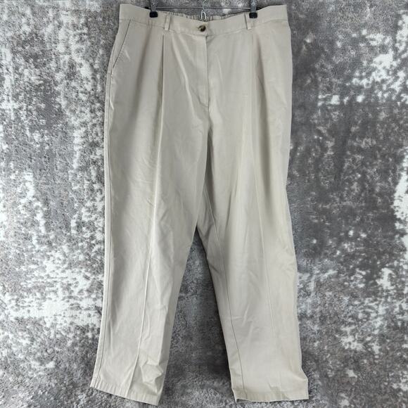 NEW LL Bean Plus Size 20 Original Fit Straight Leg Beige Button Zip Pockets - Picture 1 of 13